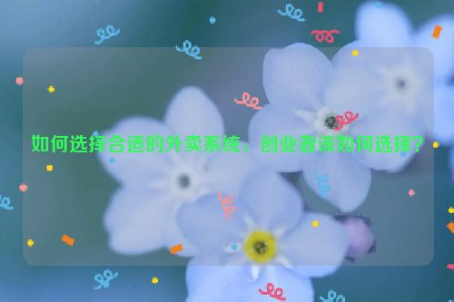 如何选择合适的外卖系统，创业者该如何选择？