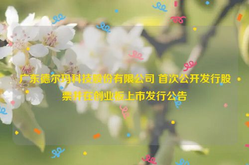 广东德尔玛科技股份有限公司 首次公开发行股票并在创业板上市发行公告