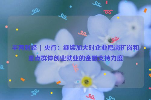 半两财经 | 央行：继续加大对企业稳岗扩岗和重点群体创业就业的金融支持力度