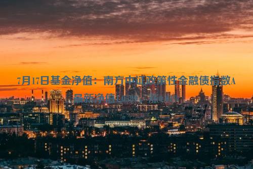 7月17日基金净值：南方中证政策性金融债指数A最新净值1.0589，涨0.01%