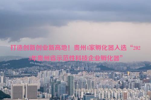 打造创新创业新高地！贵州4家孵化器入选“2023年贵州省示范性科技企业孵化器”